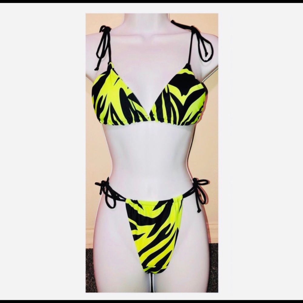 Neon Green Tie Me Up Bikini